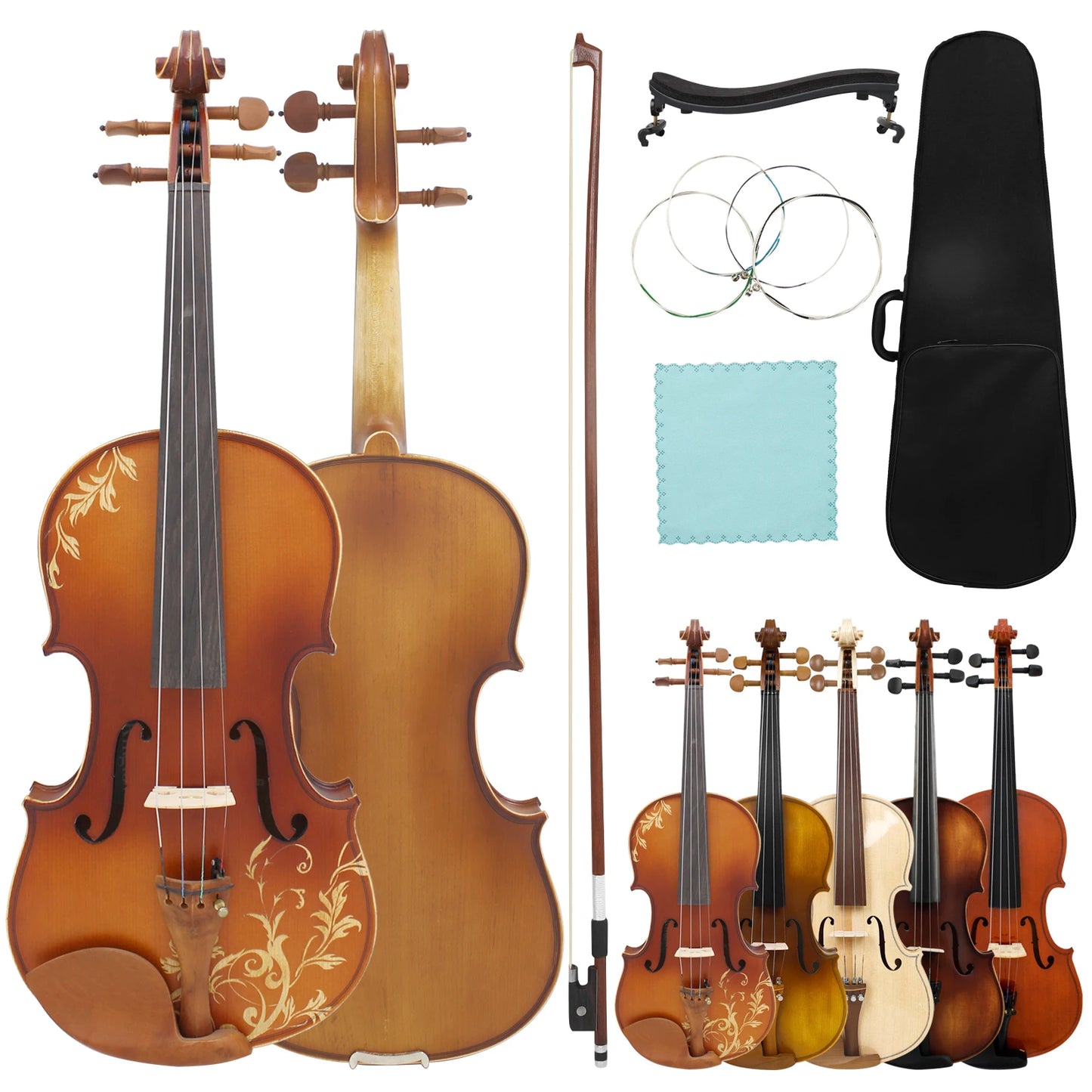 IRIN Violin 4/4 Acoustic Violin Spruce Solid Wood Fiddle with Case Bow Strings Shoulder Rest Cloth Violin Accessories