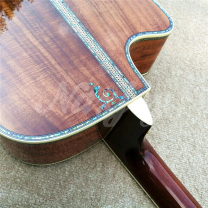 41" Abalone Tree Of Life Ebony Fingerboard Acoustic Guitar