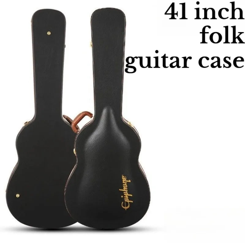 42 Inch Leather Guitar Case Portable Shockproof Stress-proof Convex Surface Hard Guitar Box Musical Instrument Accessories