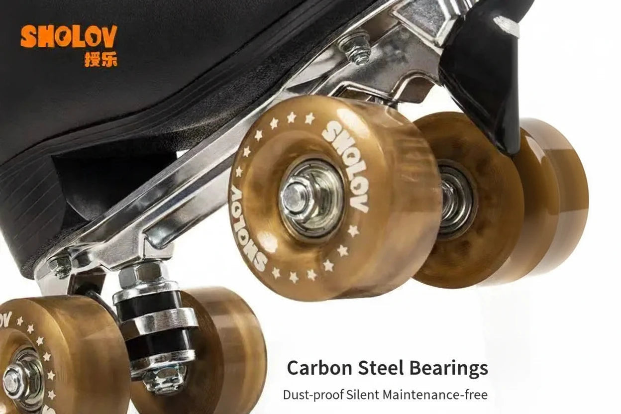 Leather Quad Skates with Aluminum Alloy Brackets - [Sizes 36-39]