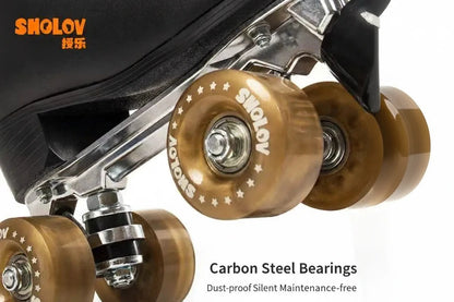 Leather Quad Skates with Aluminum Alloy Brackets - [Sizes 36-39]