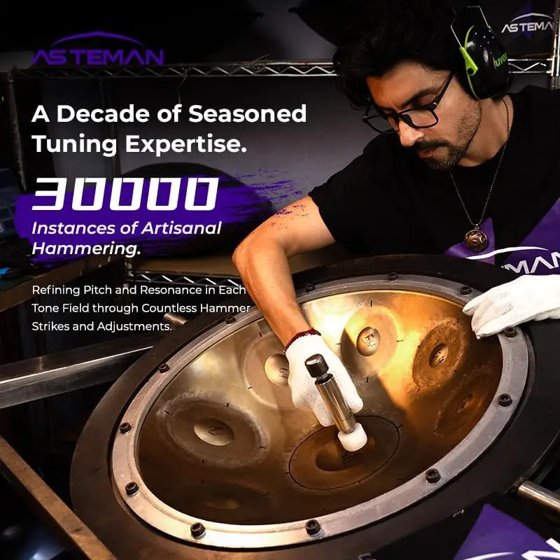 Handpan in D Minor,432hz 22inches with 10 notes, comes with a backpack, courses, finger sleeves, stand, cleaning cloth