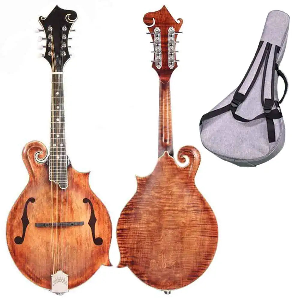 One Piece Solid Wood Handmade F Style Mandolin With Bag