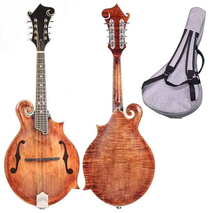 One Piece Solid Wood Handmade F Style Mandolin With Bag