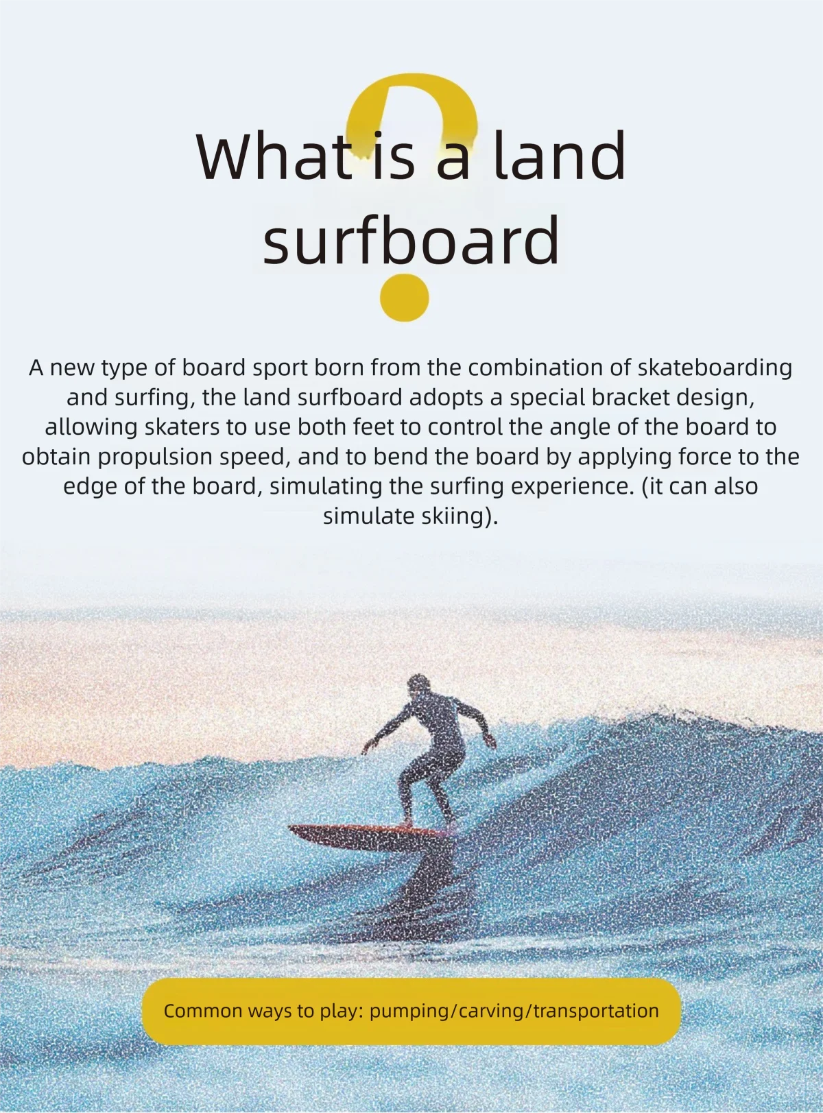 S6 Spring Surfskate Land Surfboard, No-Push Training Skateboard for Adults & Beginners