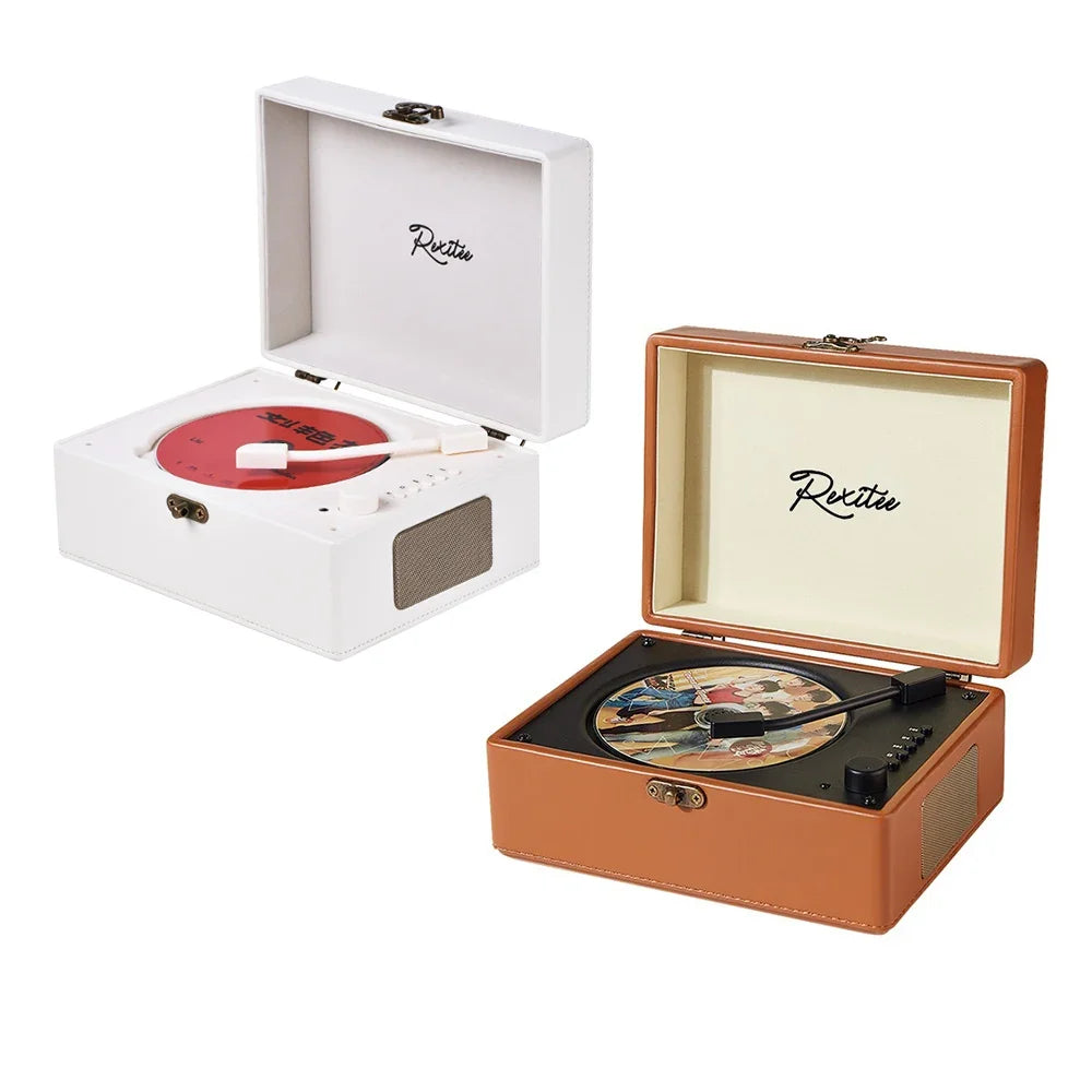 Portable Rechargeable Vintage Leather CD Player | Two-way Bluetooth 5.0 Built-in Speaker /USB Lossless Player