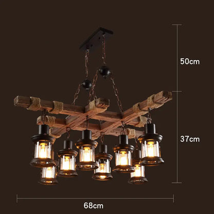 Retro Iron & Wood E27 LED Antique Industrial LOFT Chandelier Lighting