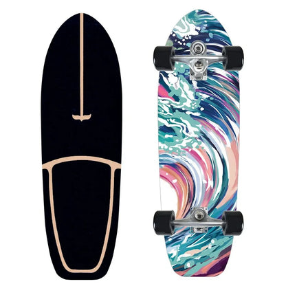 CX7 Maple Surfskate Cruiser, Single Kick Carving Longboard for Pumping & Street Riding