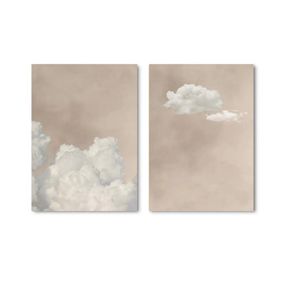 Beige Cloud Wall Art Poster Abstract Minimalist Sky Art Canvas Prints for Modern Living Room Bedroom Home Aesthetic Decor Gifts