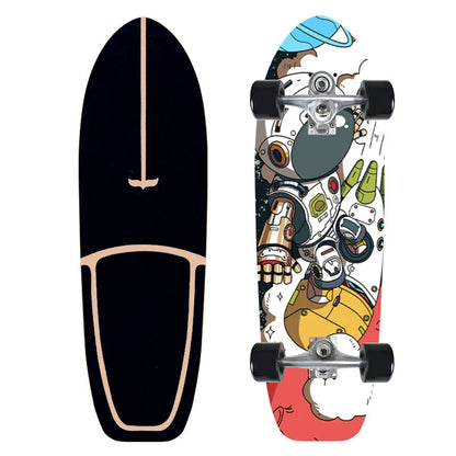 CX7 Maple Surfskate Cruiser, Single Kick Carving Longboard for Pumping & Street Riding