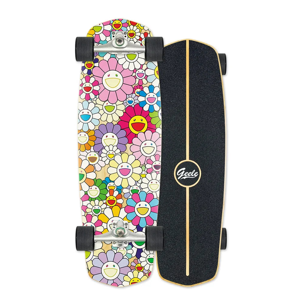 CX4 Land Surfboard Surfskate, Pedal-Free Surf Training Skateboard for Beginners
