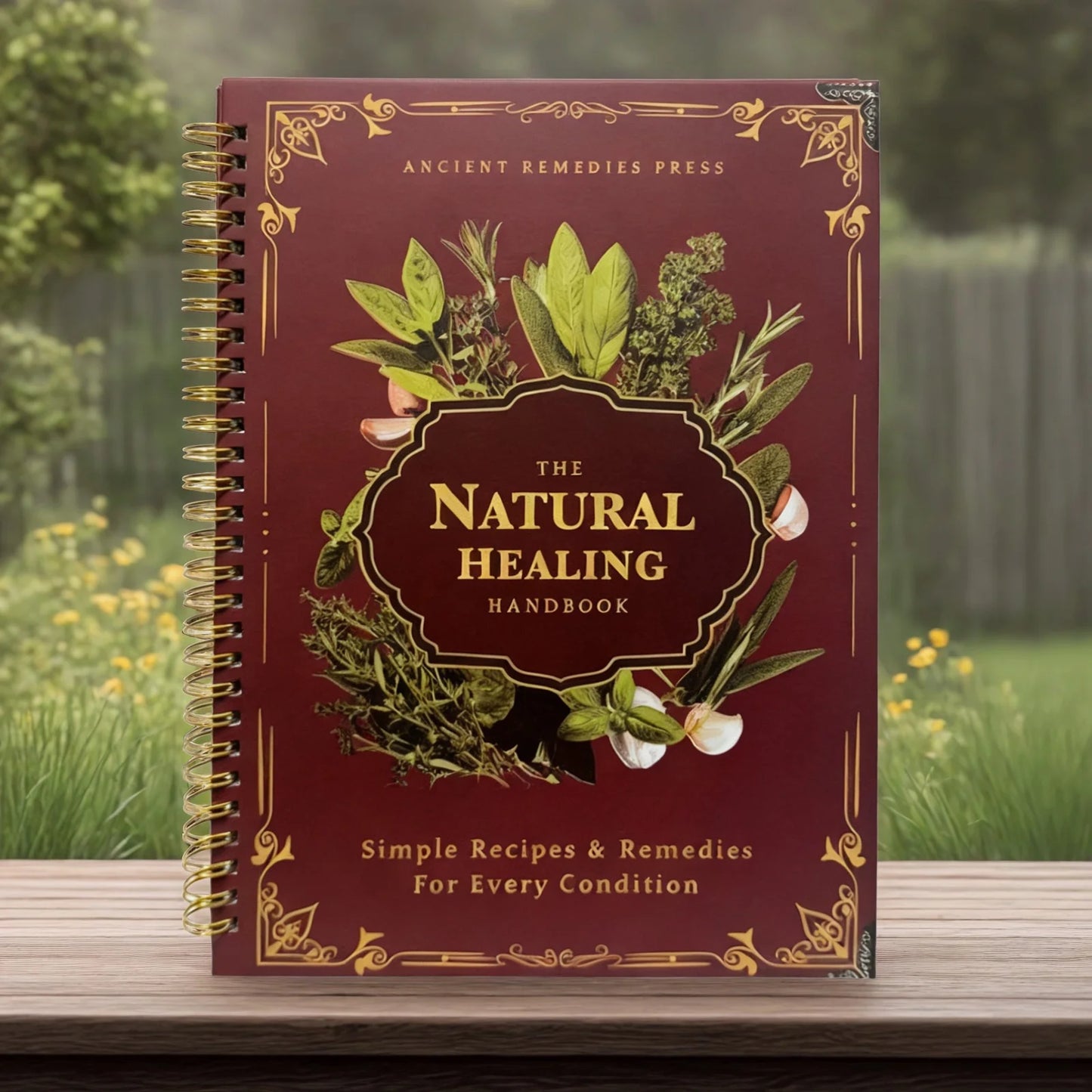 Natural Healing Guide Spiral Bound Herbal Book with Step-by-Step Recipes for Heart Health Blood Pressure and Focus Enhancement
