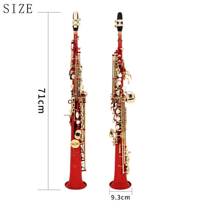 SLADE Soprano Saxophone -  Bb/B Flat Natural Body Carved Design with Shoulder Case
