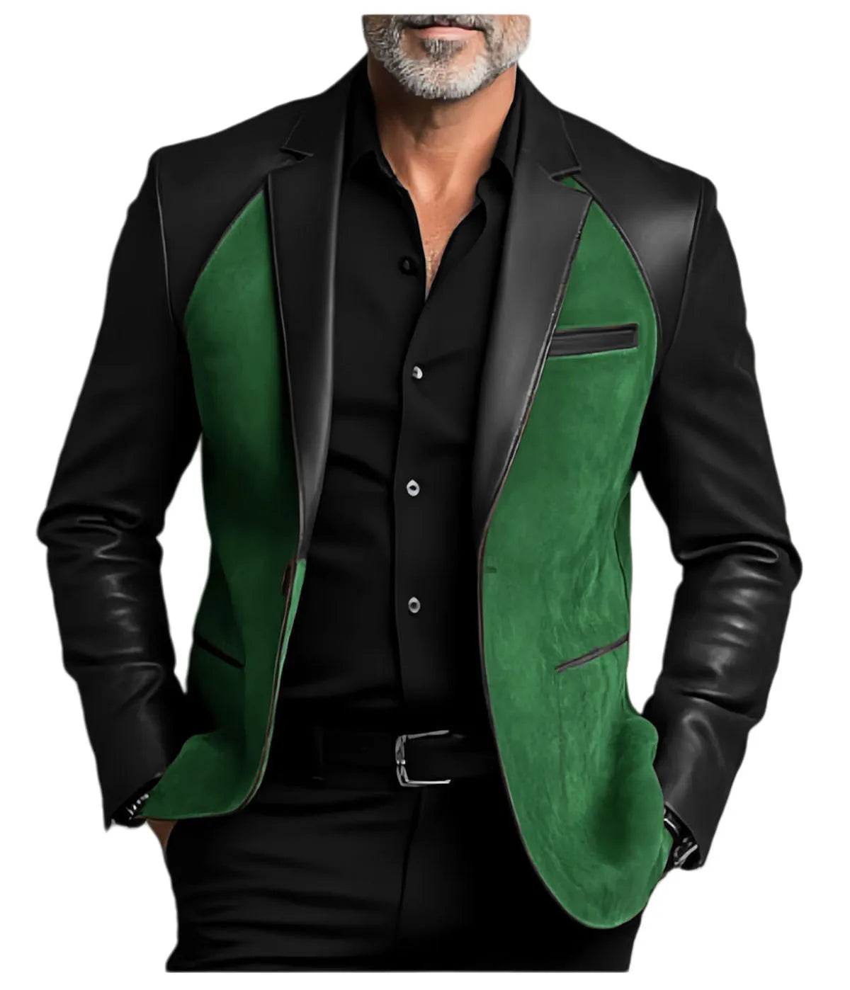Men's  Designer Splicing Classic PU Suit Coat