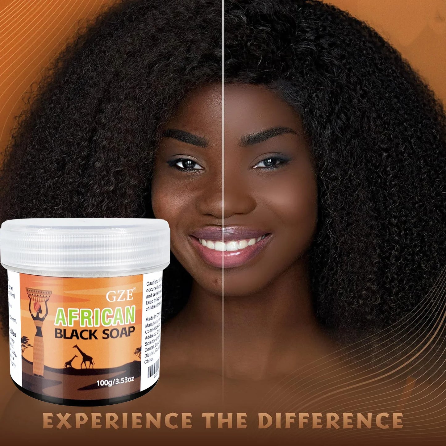 GZE 3-in-1 Face African Black Soap - Natural Ingredients