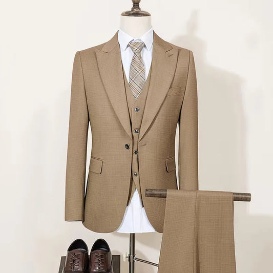High Quality Men's Suit Spring Autumn Slim Fit Formal Wedding Business Office Men's Blazers（jacket+Vest+Pants）Groom's Tuxedos