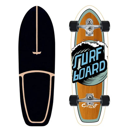 CX7 Maple Surfskate Cruiser, Single Kick Carving Longboard for Pumping & Street Riding