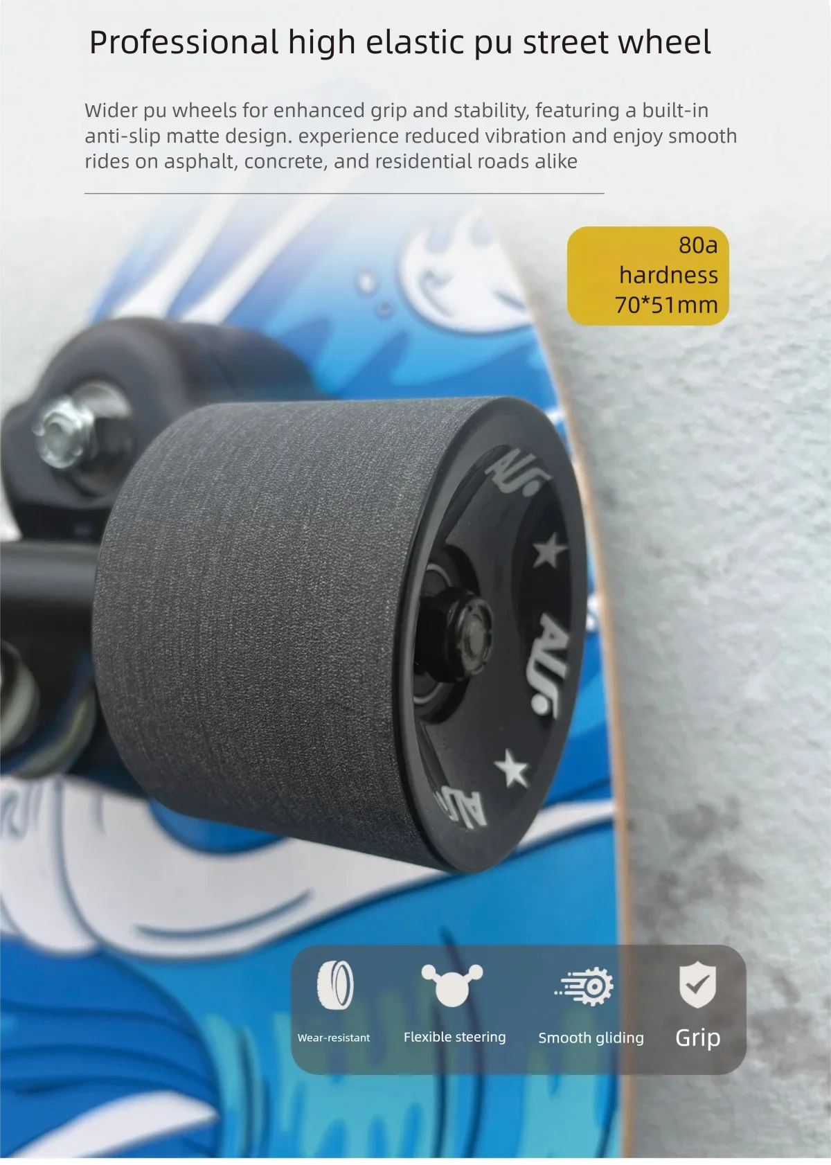 S6 Spring Surfskate Land Surfboard, No-Push Training Skateboard for Adults & Beginners