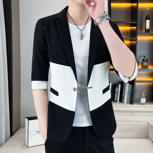 Men's Patchwork Suit Blazer