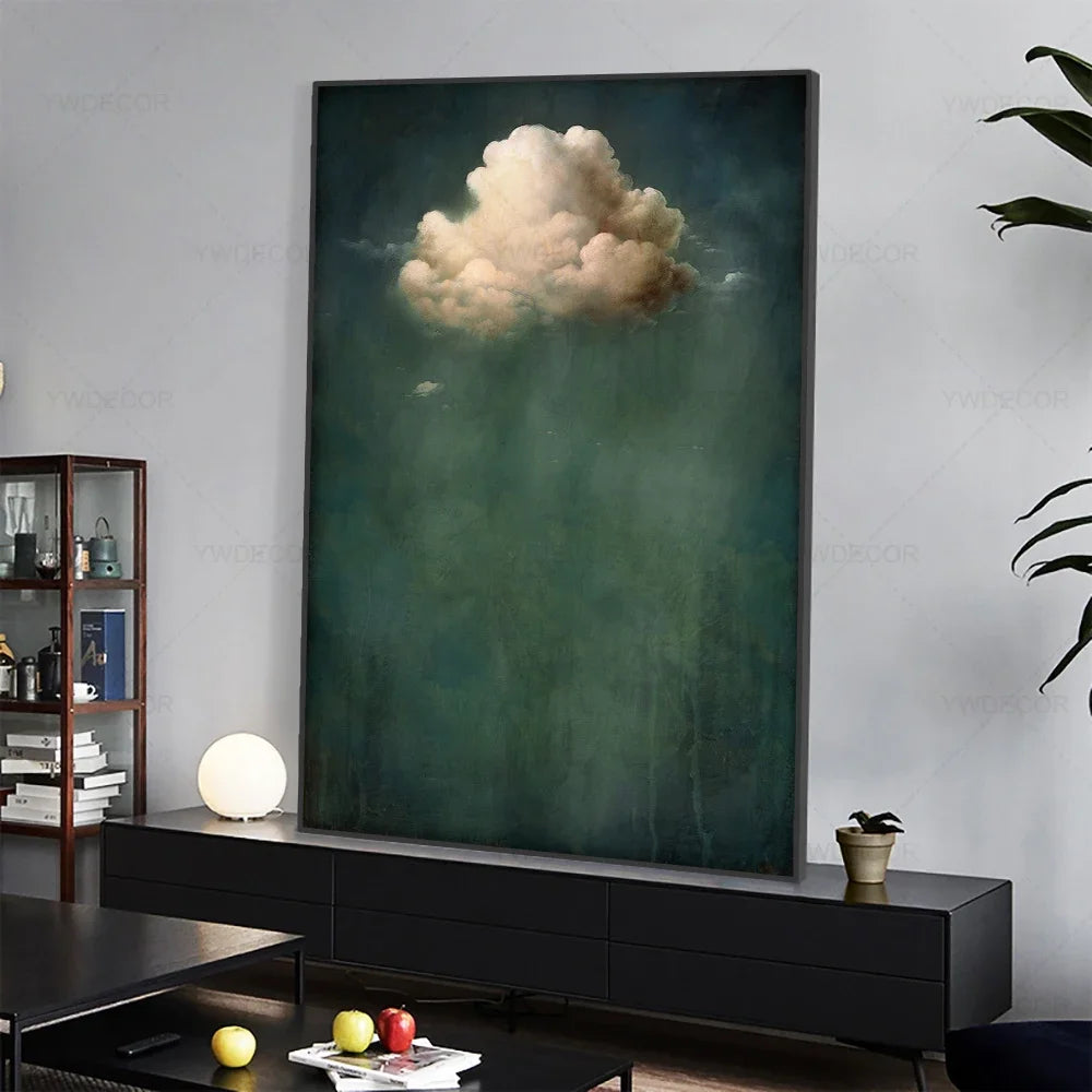 Minimalist Night Sky Blue Cloud Canvas Posters Wall Art