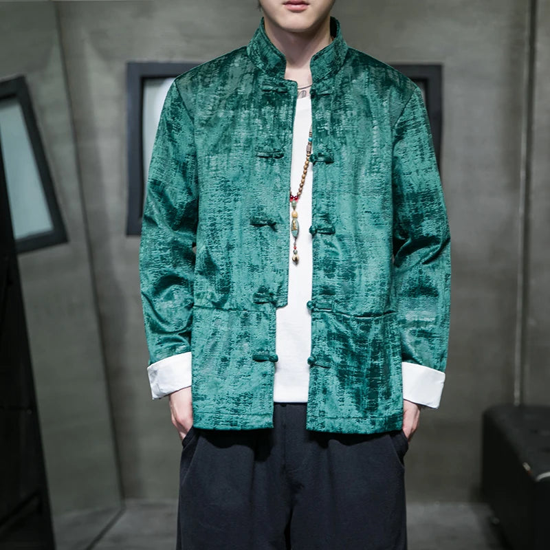 Men's Traditional Casual Hanfu Style Velvet Jacket