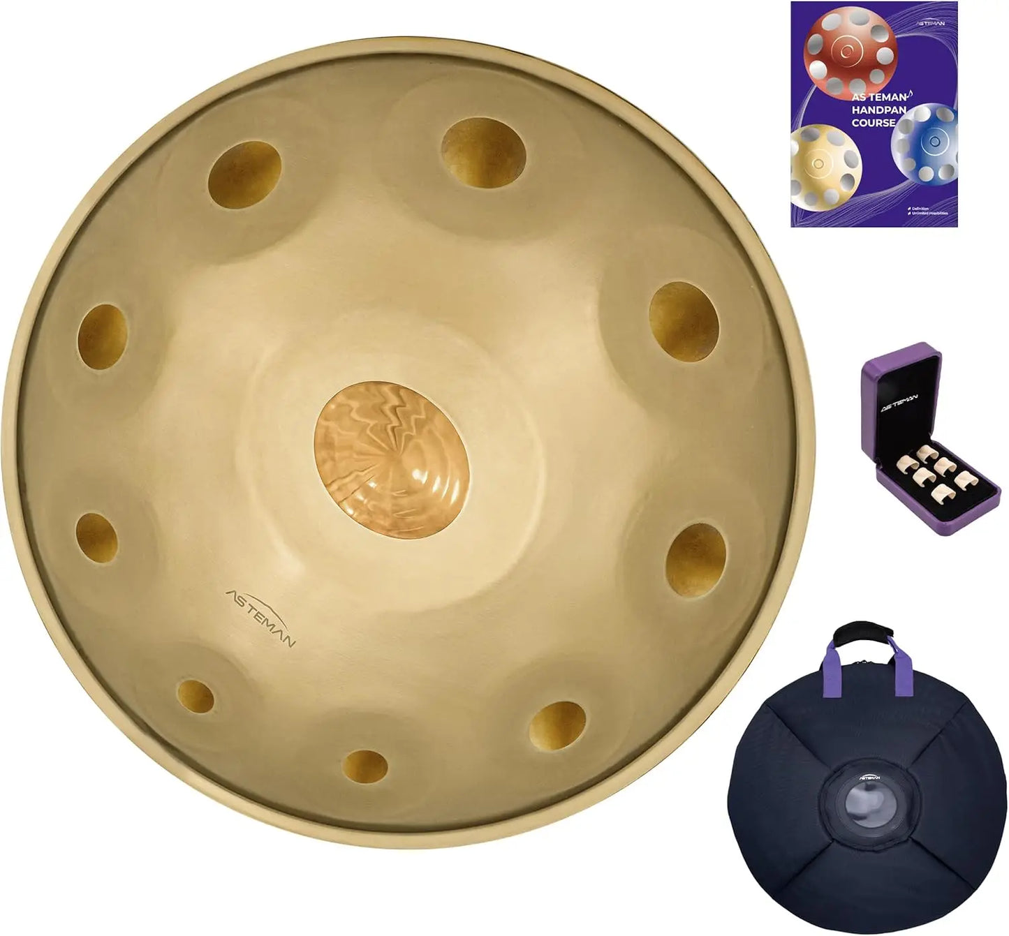 Handpan in D Minor,432hz 22inches with 10 notes, comes with a backpack, courses, finger sleeves, stand, cleaning cloth