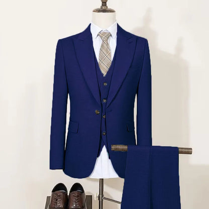 High Quality Men's Suit Spring Autumn Slim Fit Formal Wedding Business Office Men's Blazers（jacket+Vest+Pants）Groom's Tuxedos