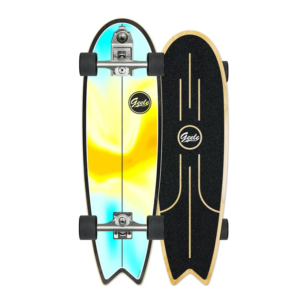 V7 33-Inch Surfskate Longboard, No-Push Fish Tail Pumping Board for Adults