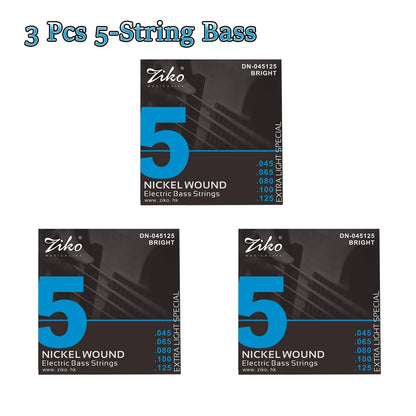 ZIKO  4/5/6  Carbon Steel Hexagonal Alloy Electric Bass Strings - 5/10 Set