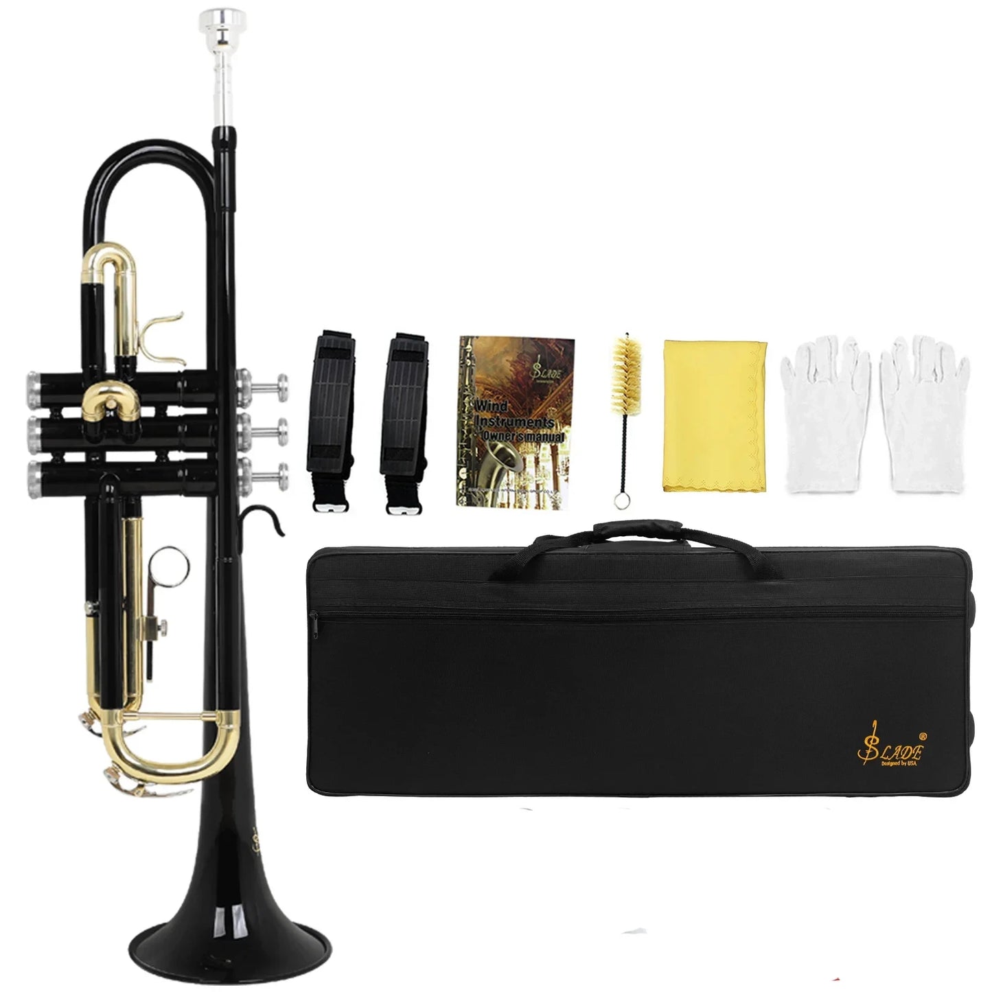 SLADE Bb Trumpet Brass body Gold-Plated B Flat Trumpet  Performance Beginners Brass Musical Instrument With Accessories & Parts