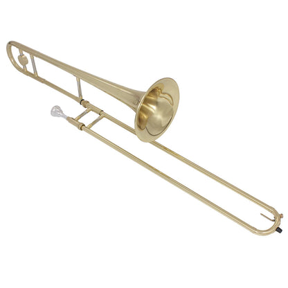 SLADE Bb Flat Gold Brass Plated Alto Trombone - Instrument with Mouthpiece Gloves Cleaning kit Beginner Students