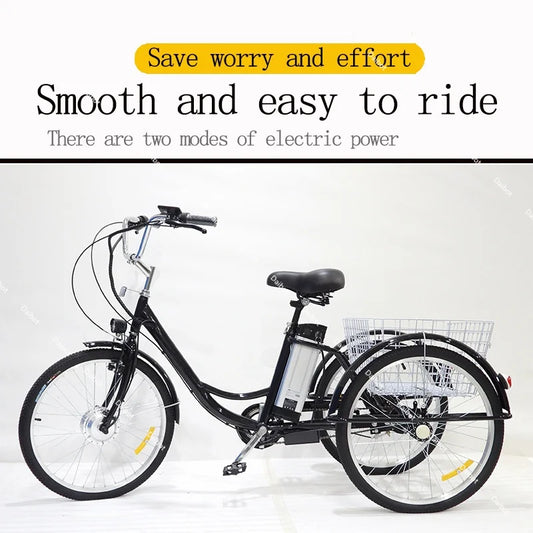 Family 3 Wheel Electric Bike Passenger With Back Seat/Pull Basket 48V Electric Cargo Bicycle For Elderly Adult Electric Tricycle