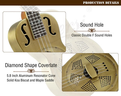 24" Concert F Hole Resonator Ukulele