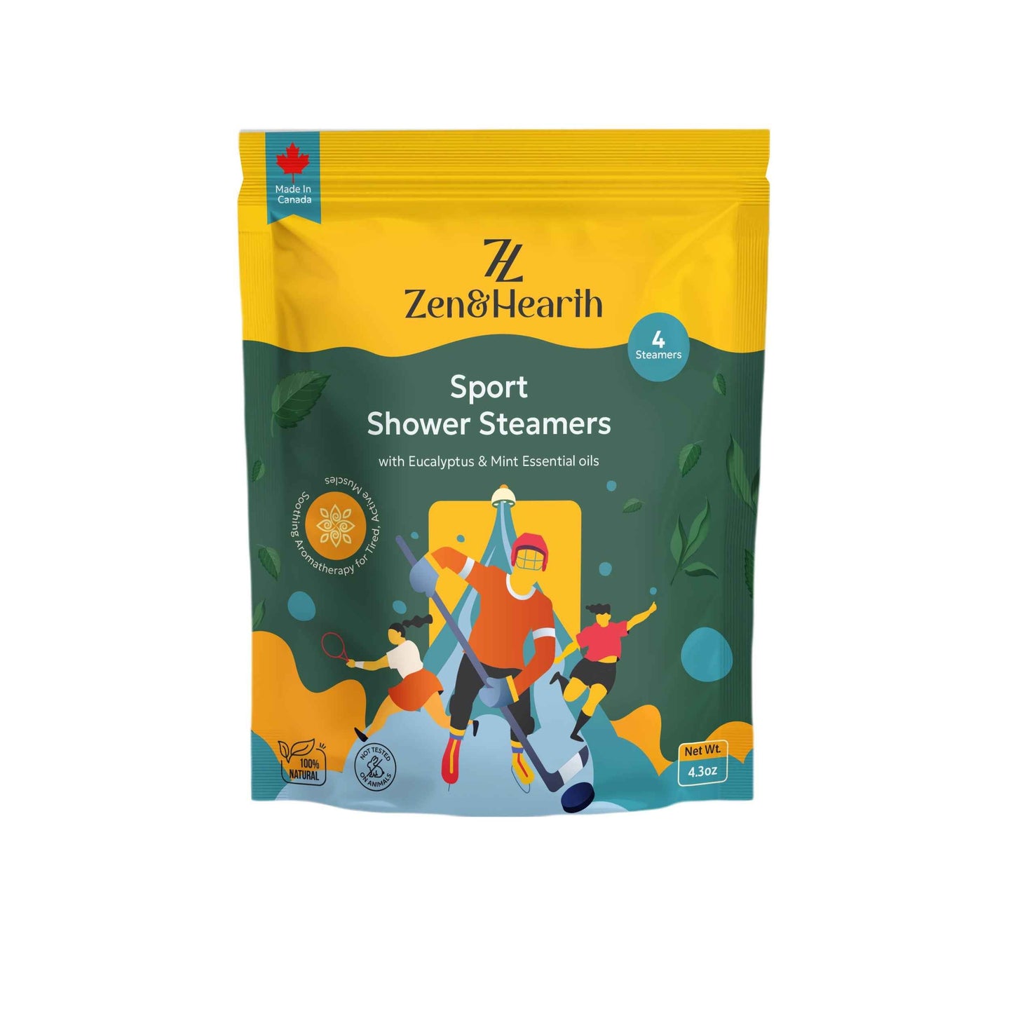 Zen & Hearth Sport Shower Steamers with Eucalyptus & Mint – Post-Workout Aromatherapy for Muscle Recovery & Sinus Relief | Made in Canada