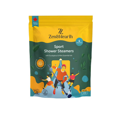 Zen & Hearth Sport Shower Steamers with Eucalyptus & Mint – Post-Workout Aromatherapy for Muscle Recovery & Sinus Relief | Made in Canada