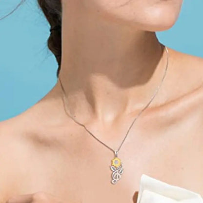 Trendy Cross-Border Music Note Sunflower Pendant Necklace
