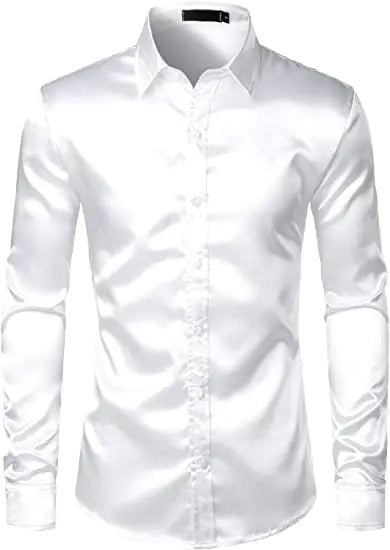 Men's Shiny Disco Short Sleeve Shirt for Casual Wear
