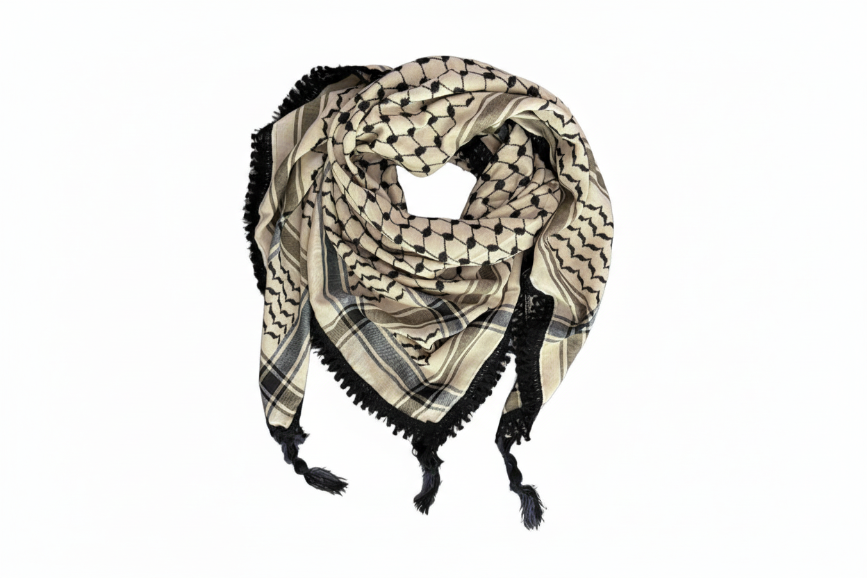 Echoes – Earthy Beige Kufiya (Keffiyeh) | Made in Jordan