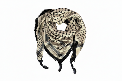 Echoes – Earthy Beige Kufiya (Keffiyeh) | Made in Jordan