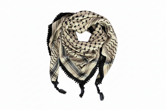 Echoes – Earthy Beige Kufiya (Keffiyeh) | Made in Jordan