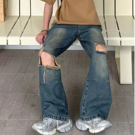 Men's Distressed Ripped Wash Jeans