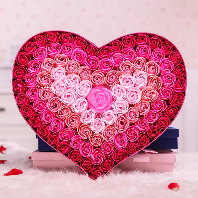 Gradient LED Heart-Shaped Soap Rose Gift Box
