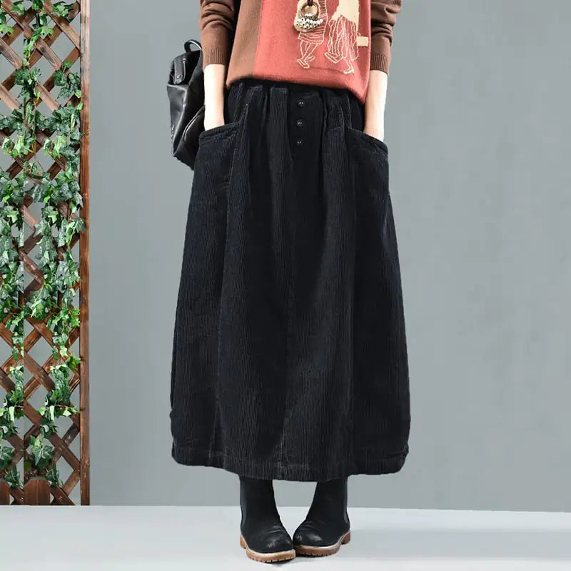 Retro Artistic Mid-Length Skirt for Women in Autumn