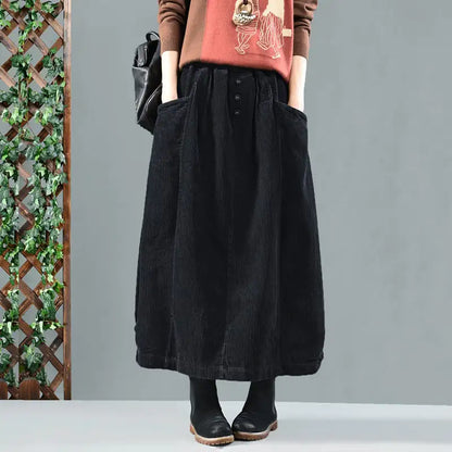 Retro Artistic Mid-Length Skirt for Women in Autumn
