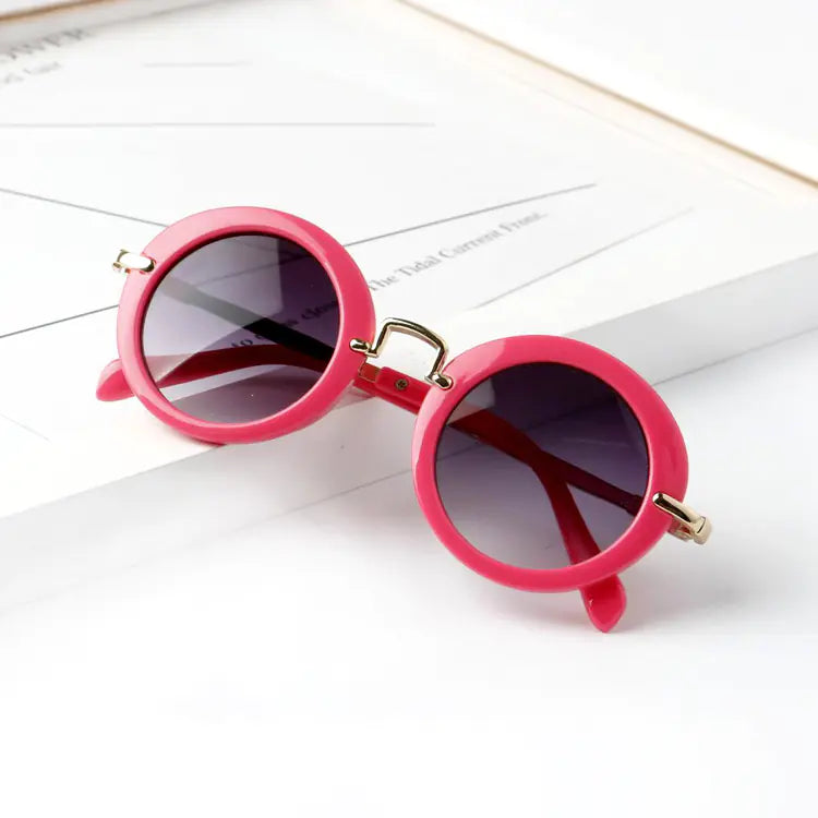 Kids' Retro Round Metal Sunglasses for Children