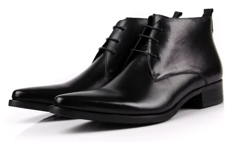 Men's Lace-Up High Top Business Short Boots