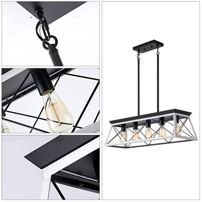 Farmhouse 5-Light Chandelier, White & Black