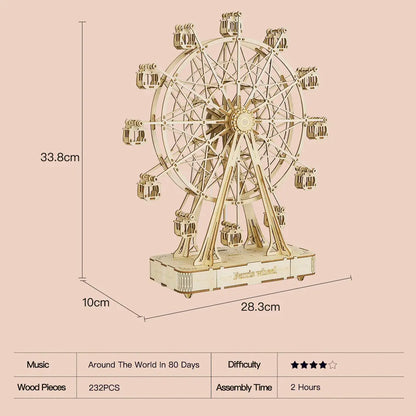 DIY 3D Ferris Wheel Music Box Assembly Model Toy