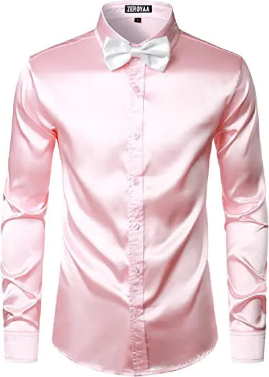 Men's Shiny Disco Short Sleeve Shirt for Casual Wear