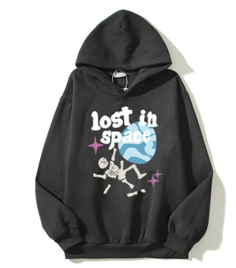 Hip Hop Retro Cartoon Print Hoodie